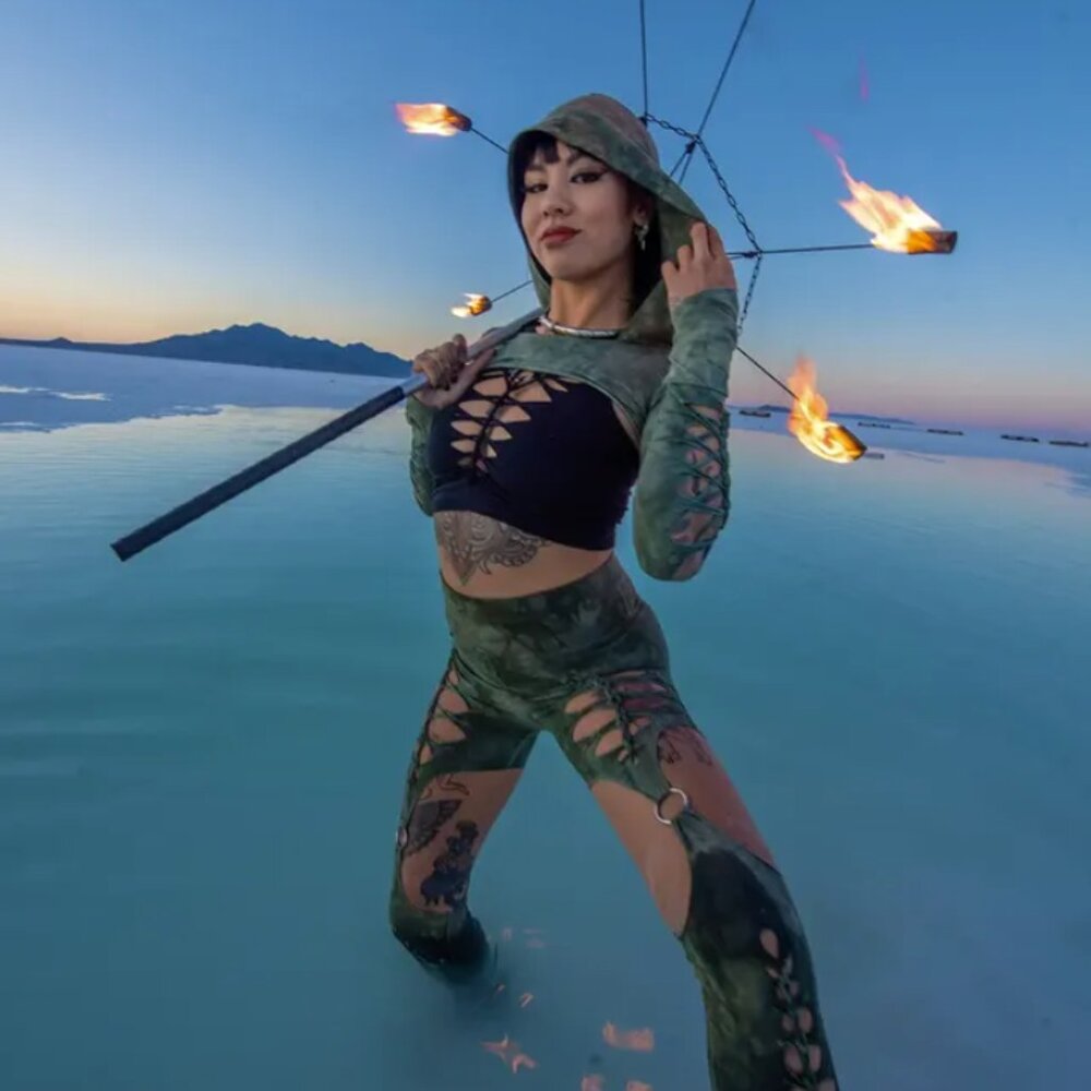 Ahzalhea slit weave garter leggings + hooded shrug